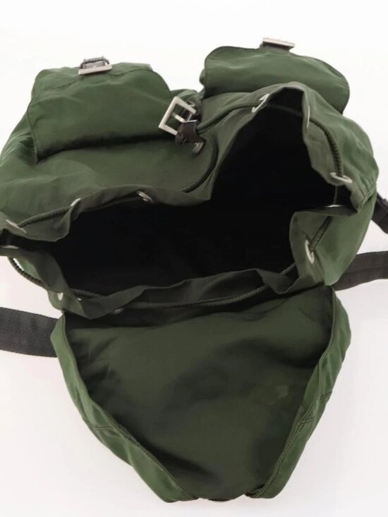 PRADA Backpack Nylon Khaki Silver Auth ARZ774 main image 4